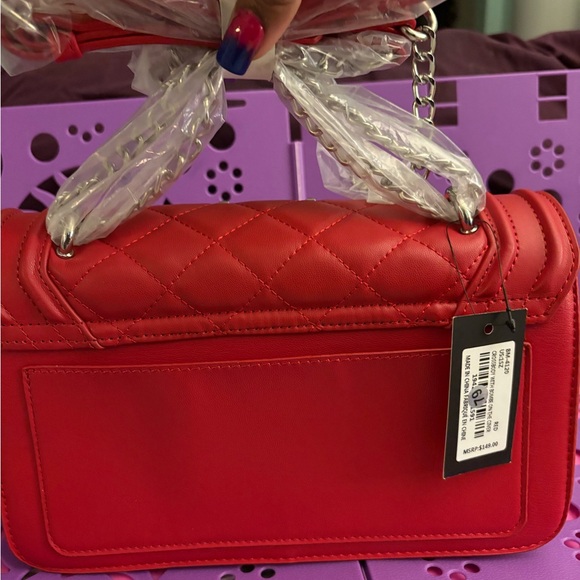 Badgley Mischka Red Quilted Crossbody Bag - Picture 4 of 8
